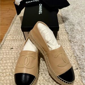 CHANEL Beige Lambskin Espadrilles